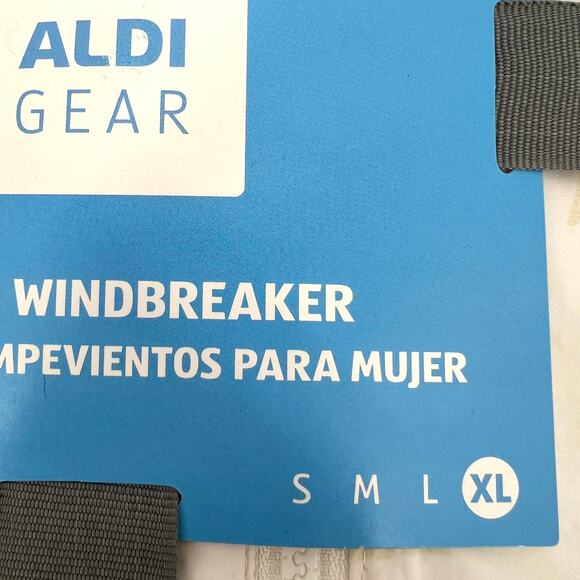 Aldi Gear Ladie's 2024 Windbreaker Allover Logo Rainbow Striped Sleeves XL NEW - Picture 3 of 7